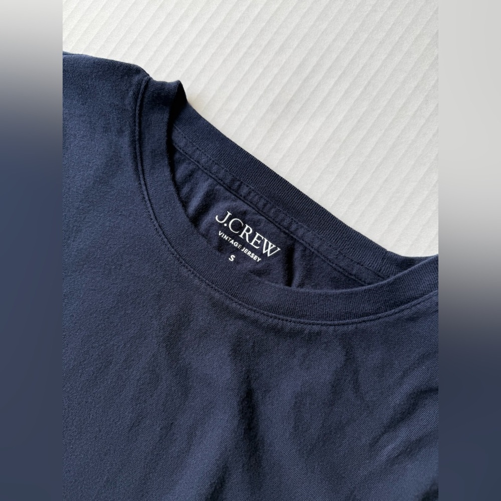 J. Crew Vintage Jersey Classic-Fit Crewneck T-Shirt Navy Blue Size S BY359 - Picture 3 of 9